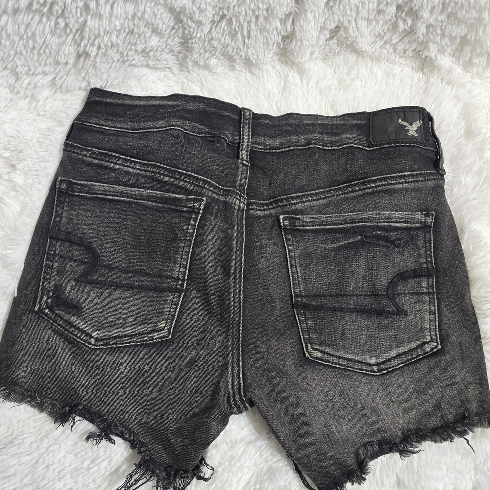 American Eagle Outfitters Black Jean Shorts Distressed Cut-Off Style